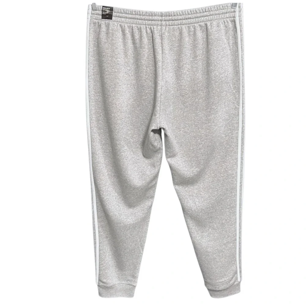adidas Mens Fleece 3-Stripes Sweatpants 2XL Tall3 (38x38) Gray White Tapered Leg